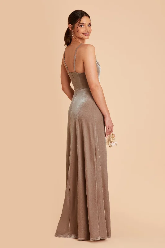 Ash Velvet Dress - Taupe