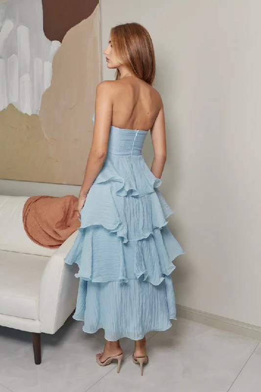 BETHANY STRAPLESS MAXI DRESS - Blue