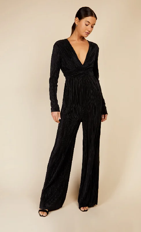 Black Plisse Jumpsuit by Vogue Williams