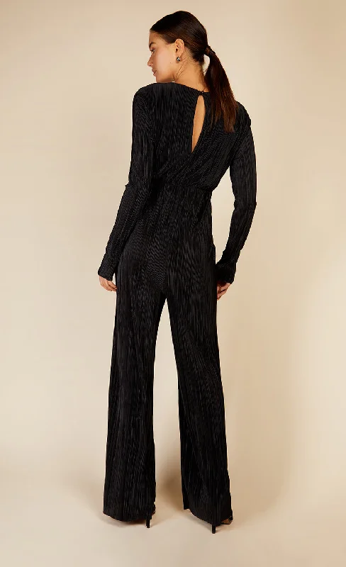 Black Plisse Jumpsuit by Vogue Williams