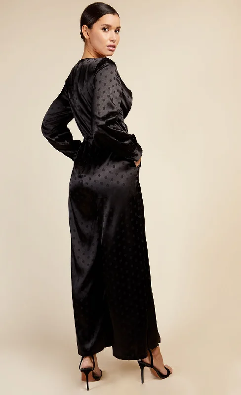 Black Satin Spot Jumpsuit