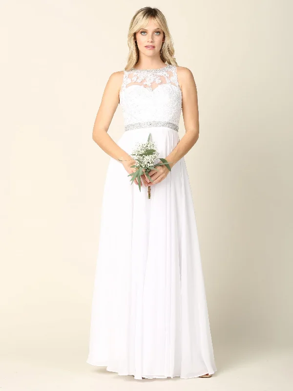 Bridal Long Sleeveless Wedding Dress