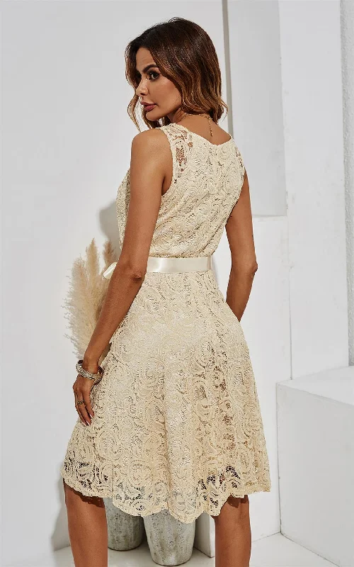 Bridesmaids Wedding Lace Dress In Champagne