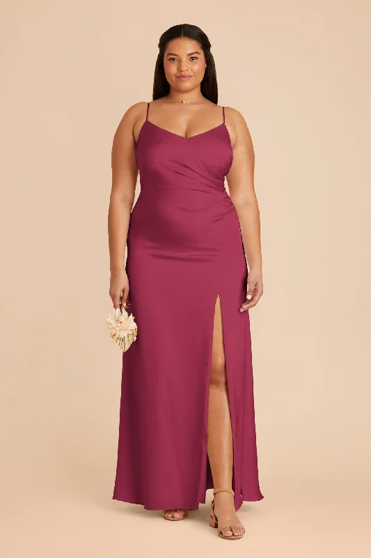 Catherine Matte Satin Dress - Berry