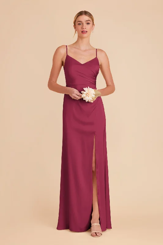 Catherine Matte Satin Dress - Berry