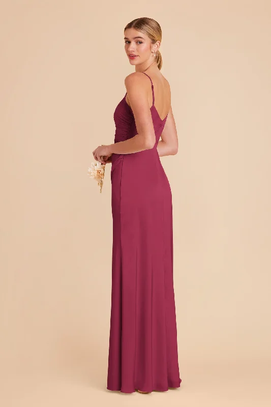 Catherine Matte Satin Dress - Berry