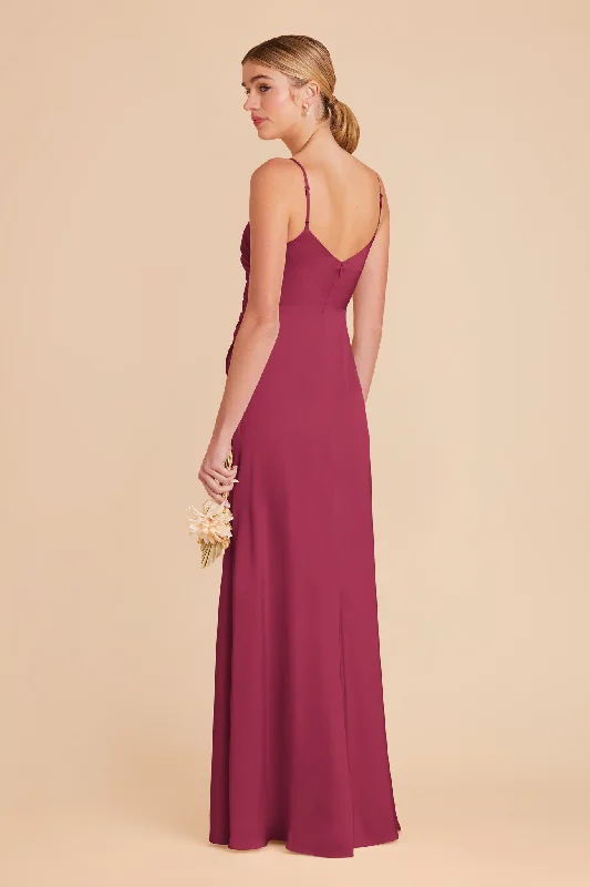 Catherine Matte Satin Dress - Berry