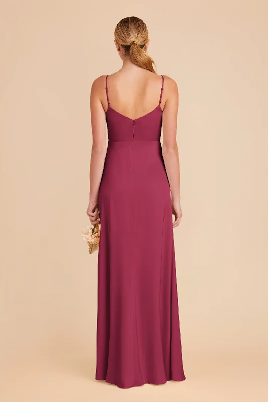 Catherine Matte Satin Dress - Berry