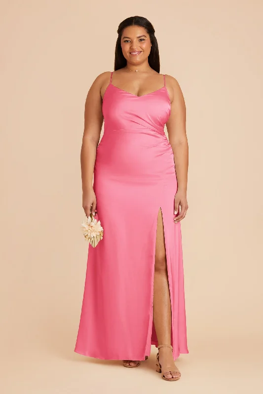 Catherine Matte Satin Dress - Bon Bon Pink