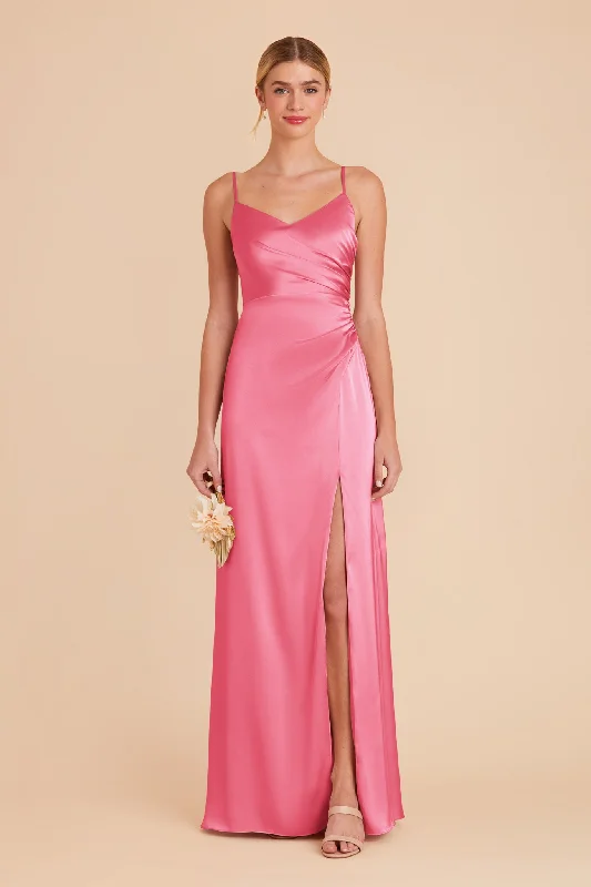 Catherine Matte Satin Dress - Bon Bon Pink