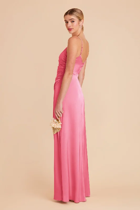 Catherine Matte Satin Dress - Bon Bon Pink