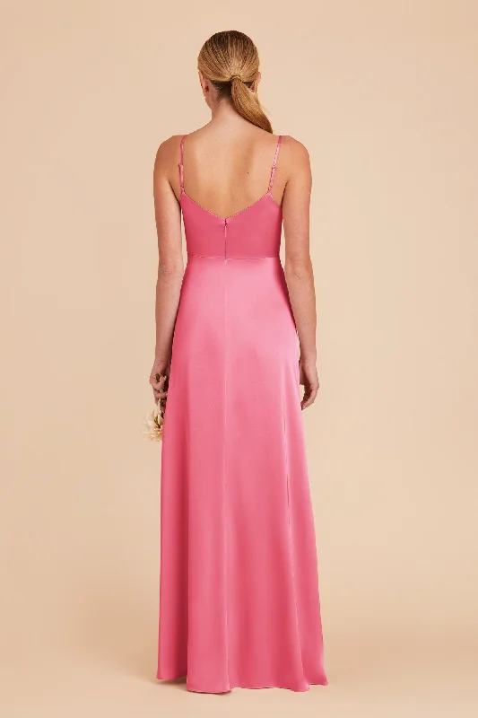 Catherine Matte Satin Dress - Bon Bon Pink