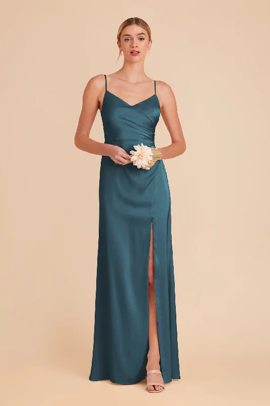 Catherine Matte Satin Dress - Dark Teal