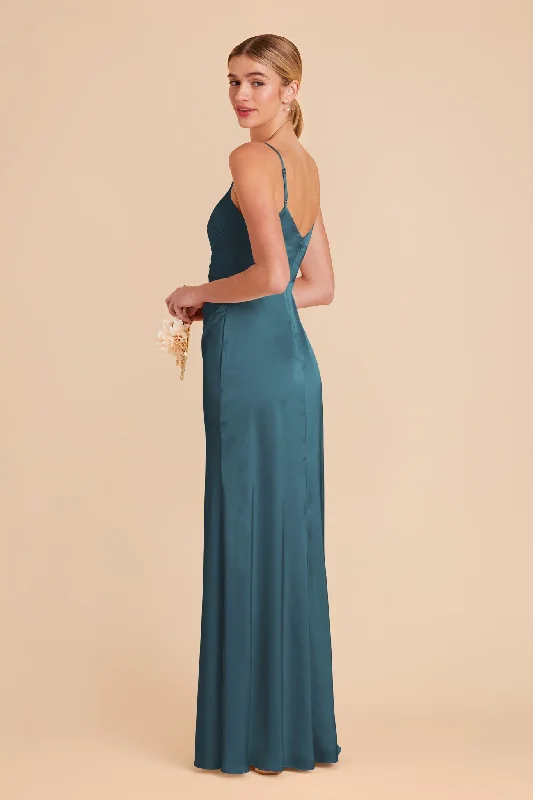 Catherine Matte Satin Dress - Dark Teal