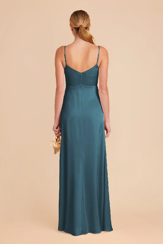 Catherine Matte Satin Dress - Dark Teal