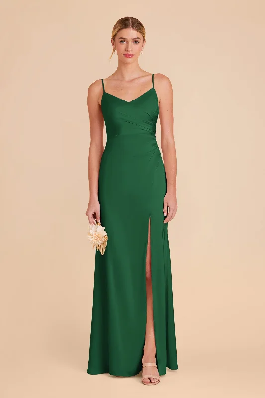 Catherine Matte Satin Dress - Forest Green