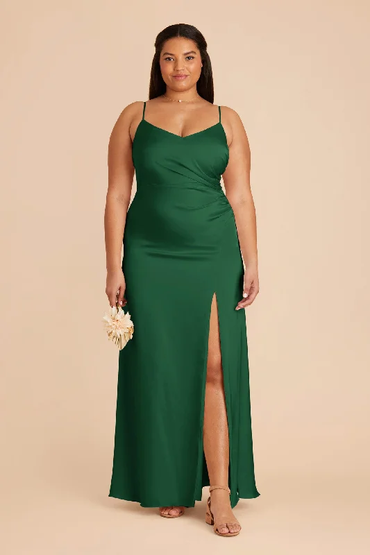 Catherine Matte Satin Dress - Forest Green