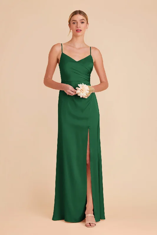 Catherine Matte Satin Dress - Forest Green