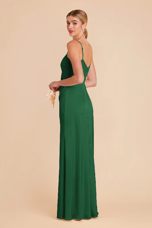 Catherine Matte Satin Dress - Forest Green