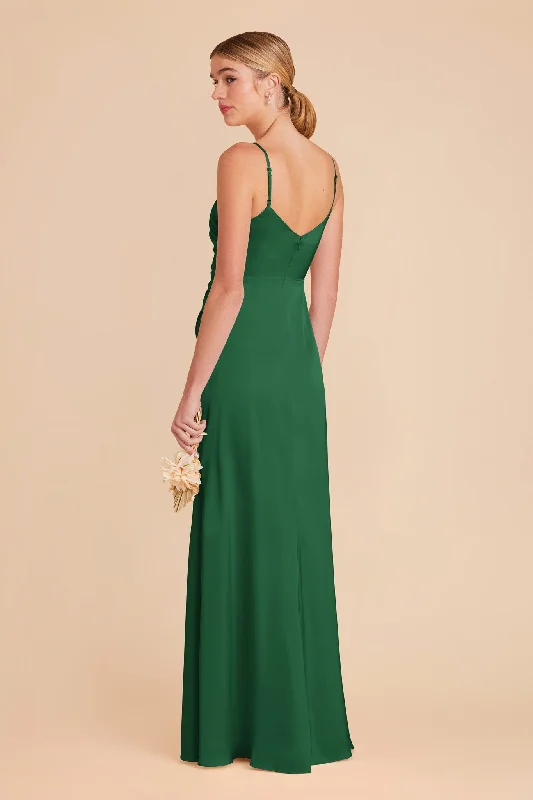 Catherine Matte Satin Dress - Forest Green