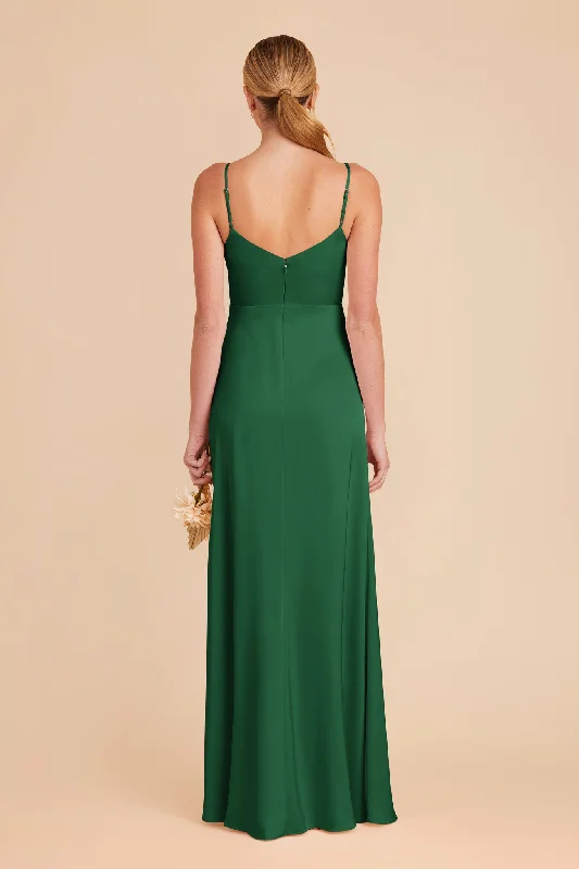 Catherine Matte Satin Dress - Forest Green