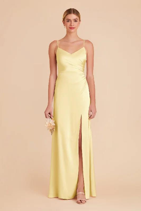 Catherine Matte Satin Dress - Lemon Sorbet