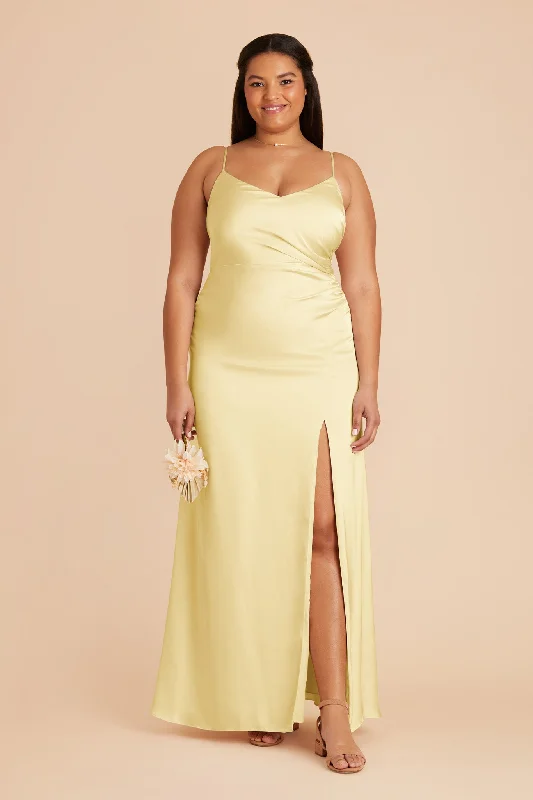 Catherine Matte Satin Dress - Lemon Sorbet