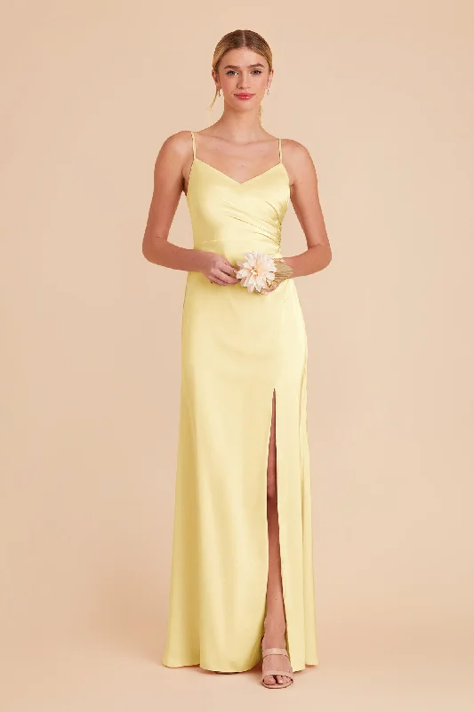 Catherine Matte Satin Dress - Lemon Sorbet