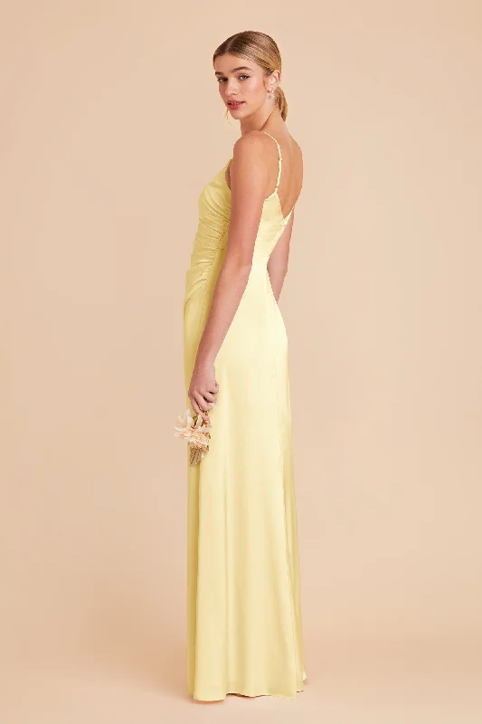 Catherine Matte Satin Dress - Lemon Sorbet