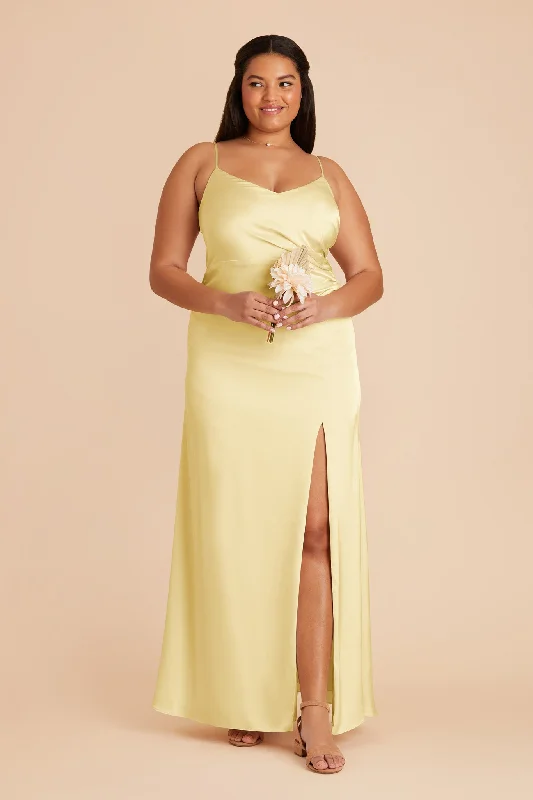 Catherine Matte Satin Dress - Lemon Sorbet