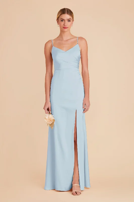 Catherine Matte Satin Dress - Mist Blue