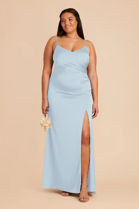 Catherine Matte Satin Dress - Mist Blue