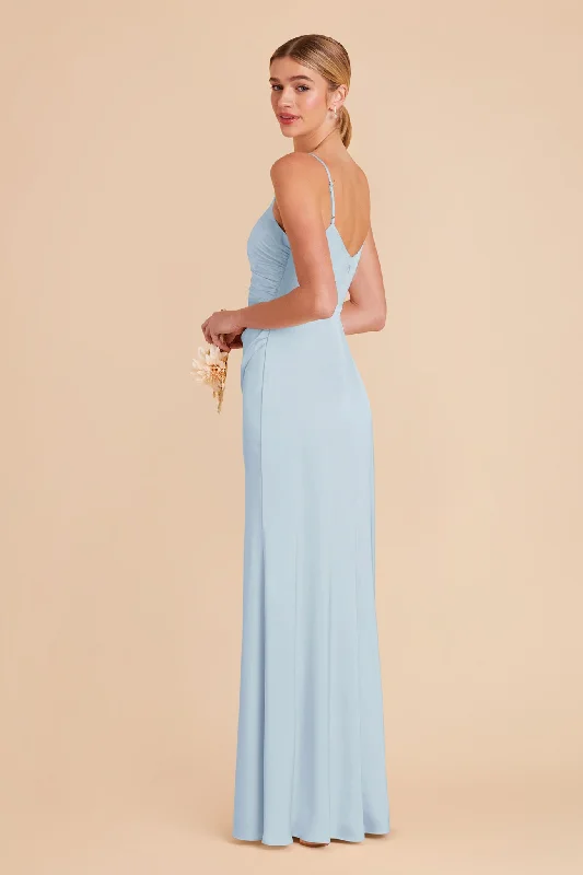 Catherine Matte Satin Dress - Mist Blue