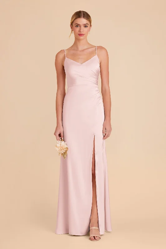 Catherine Matte Satin Dress - Pale Blush