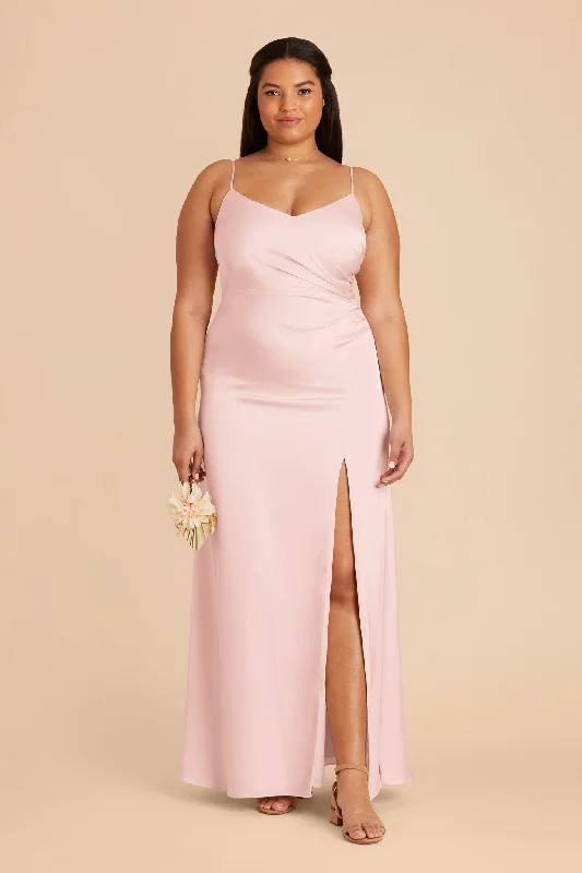 Catherine Matte Satin Dress - Pale Blush