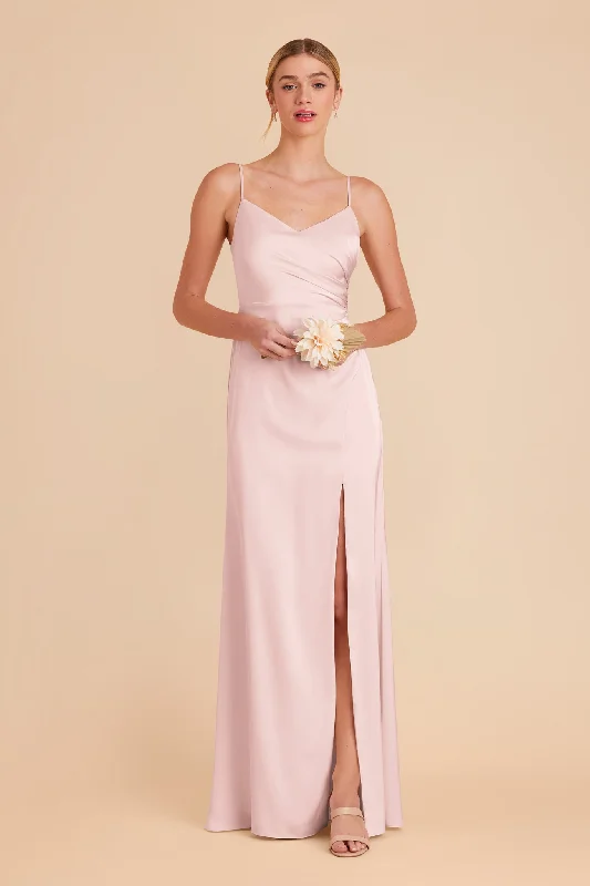 Catherine Matte Satin Dress - Pale Blush