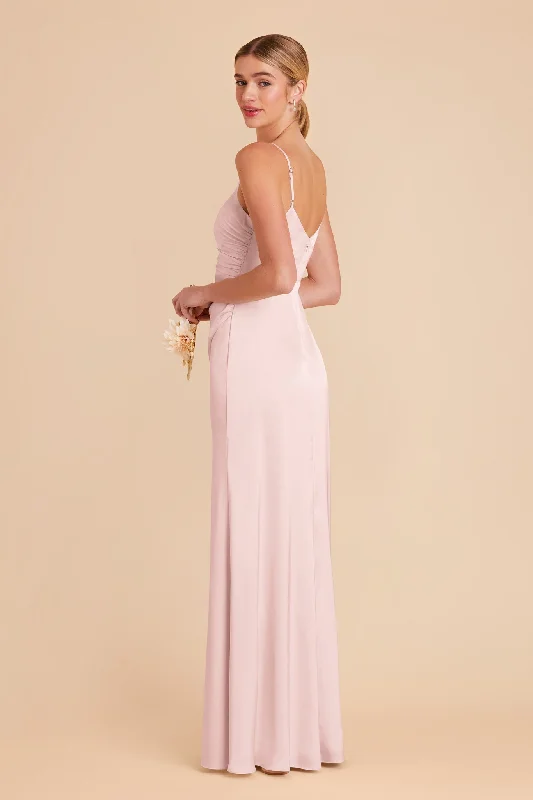 Catherine Matte Satin Dress - Pale Blush