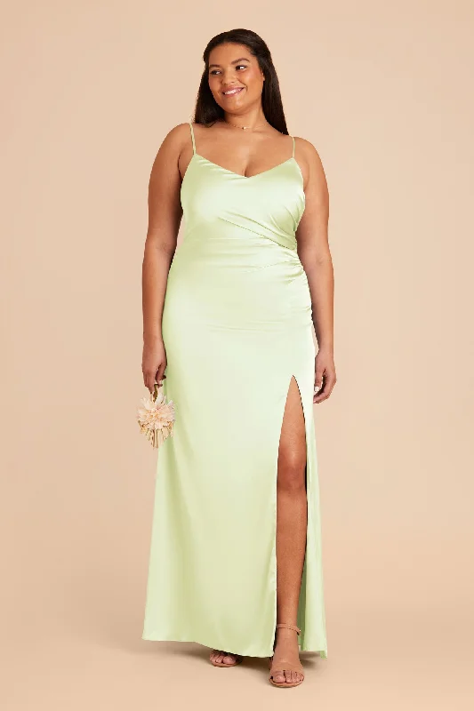 Catherine Matte Satin Dress - Pale Pistachio