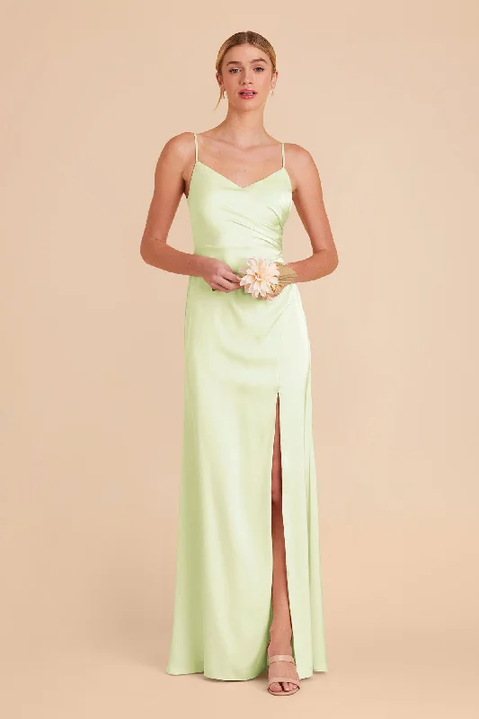 Catherine Matte Satin Dress - Pale Pistachio