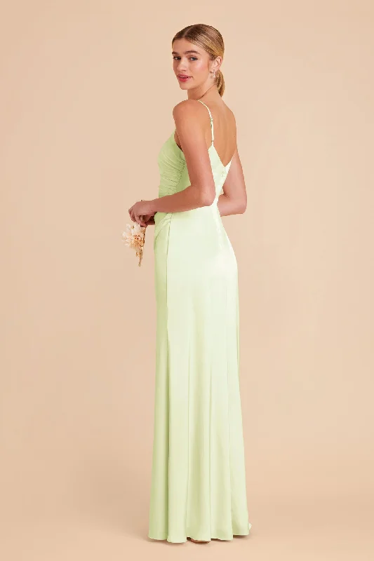 Catherine Matte Satin Dress - Pale Pistachio