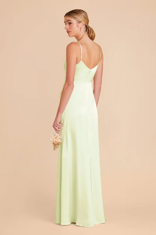 Catherine Matte Satin Dress - Pale Pistachio