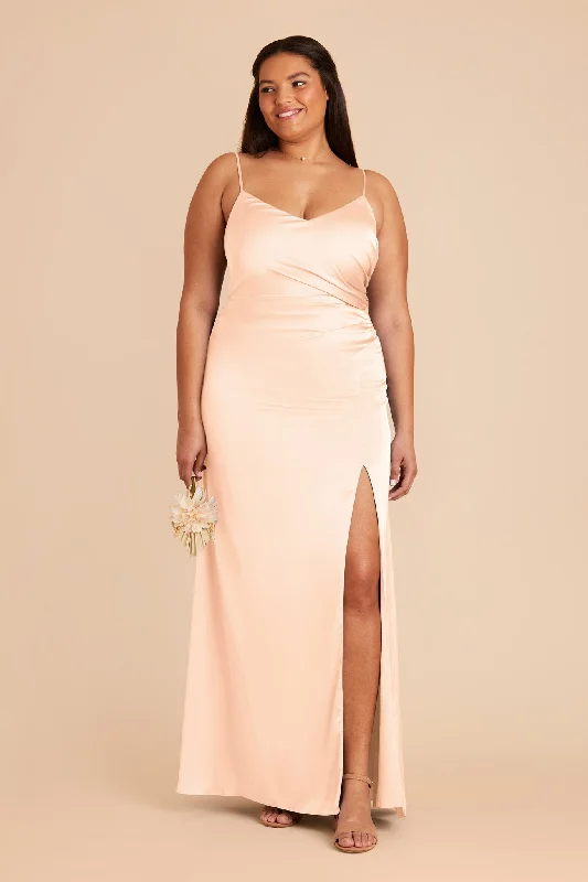 Catherine Matte Satin Dress - Peach Cream