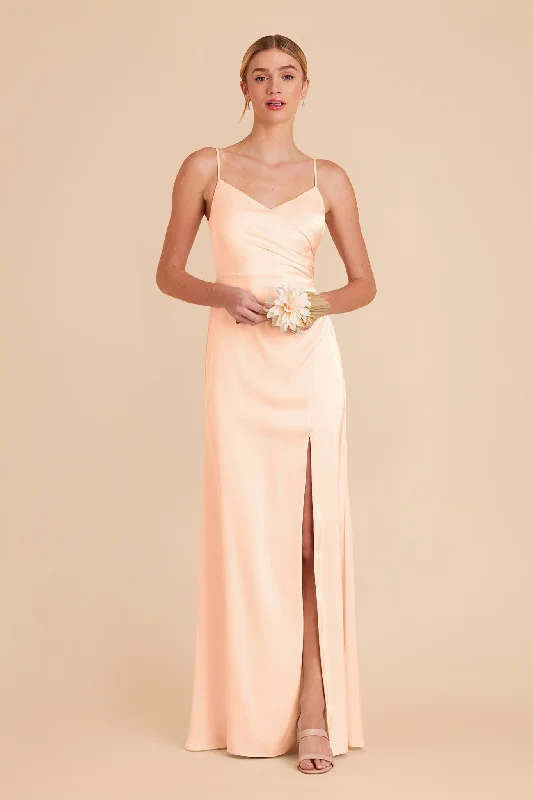 Catherine Matte Satin Dress - Peach Cream