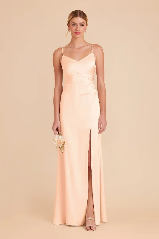 Catherine Matte Satin Dress - Peach Cream