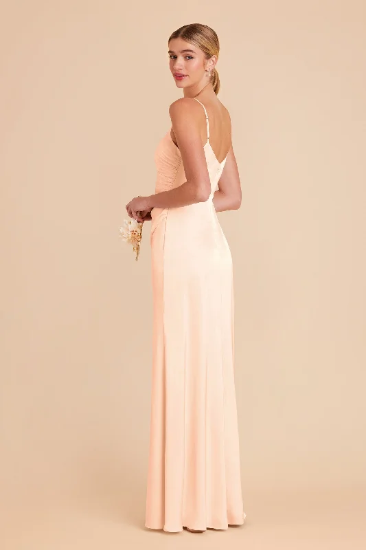 Catherine Matte Satin Dress - Peach Cream