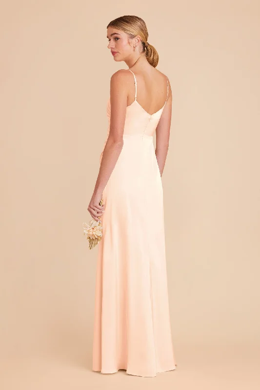 Catherine Matte Satin Dress - Peach Cream