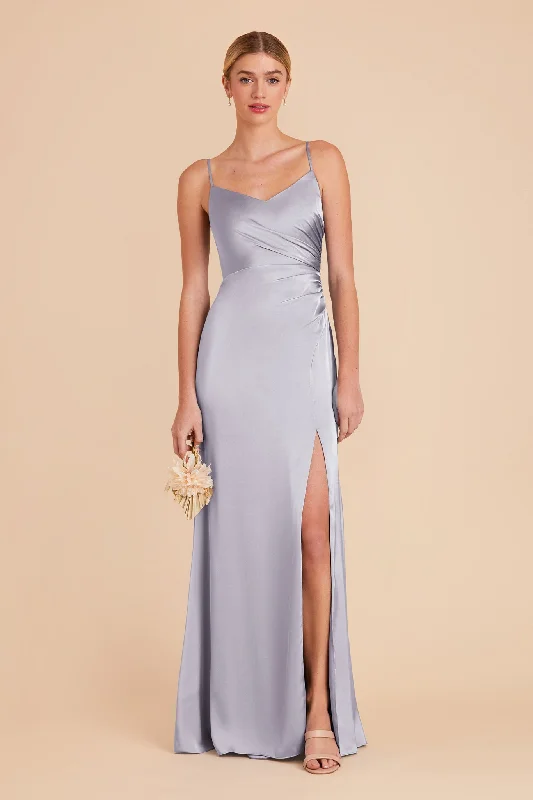 Catherine Matte Satin Dress - Periwinkle Blue