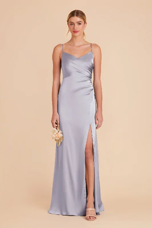 Catherine Matte Satin Dress - Periwinkle Blue