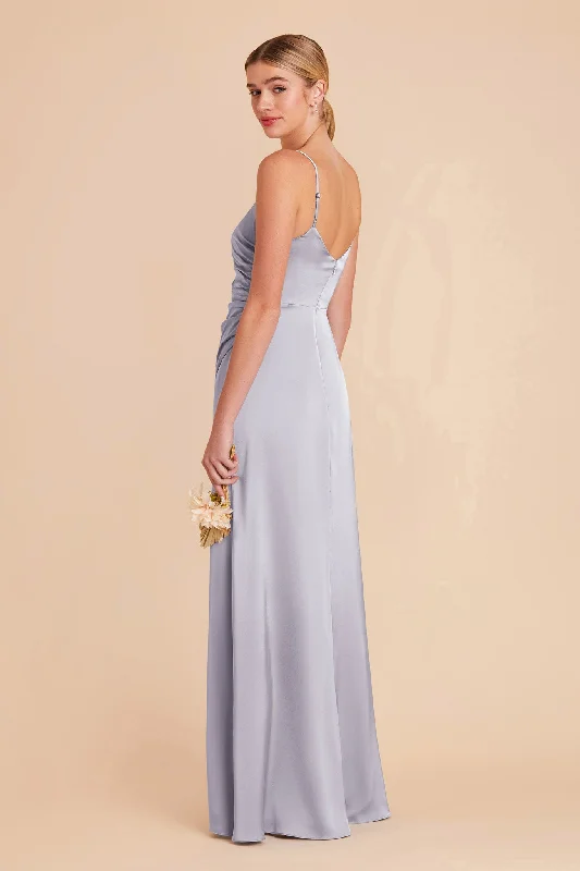 Catherine Matte Satin Dress - Periwinkle Blue