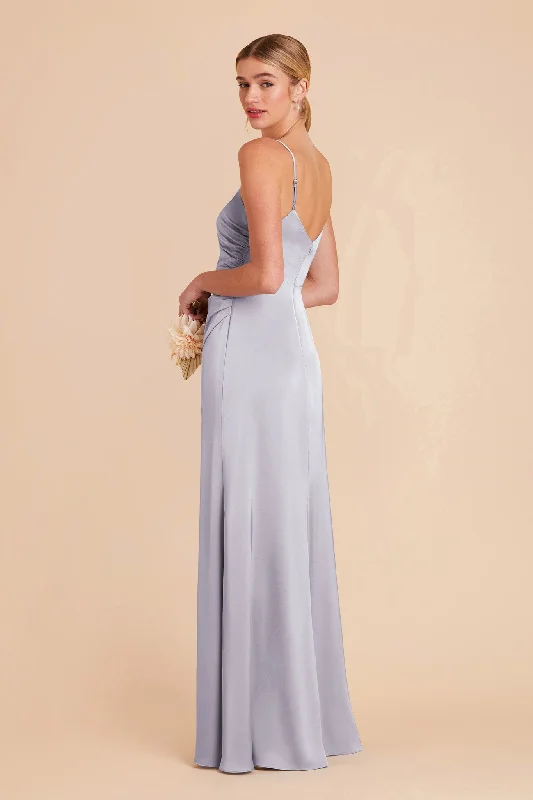 Catherine Matte Satin Dress - Periwinkle Blue